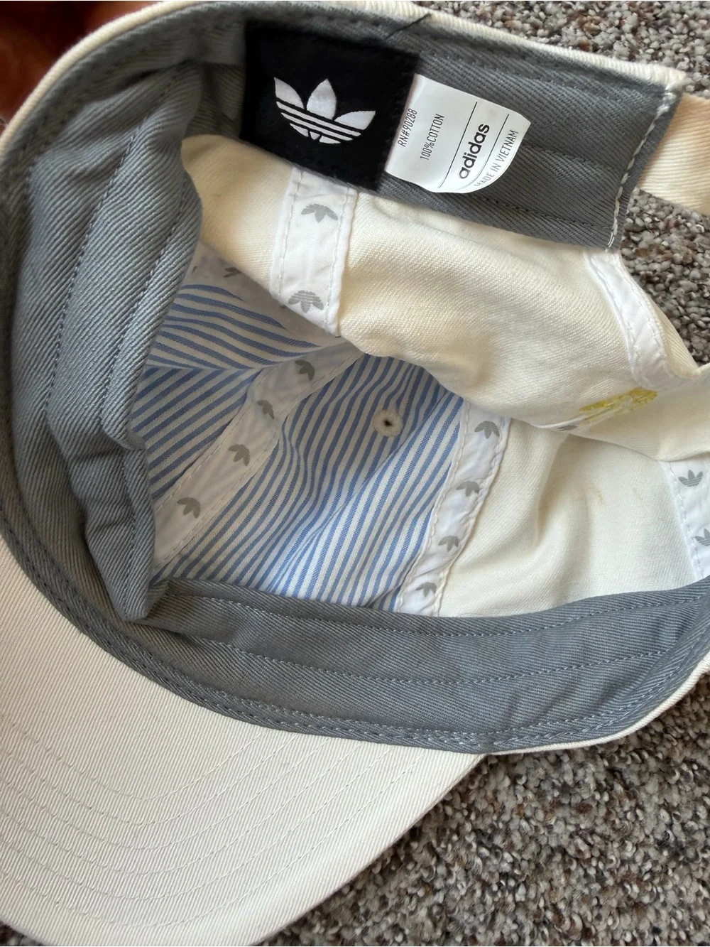 Adidas Originals Sport Vintage Logo Cap White Cream Embroidered Strapback Hat